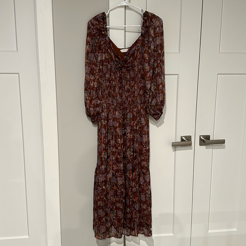 Astr The Label Arlette Floral Sweetheart Long Sleeve Maxi Dress | X-Small